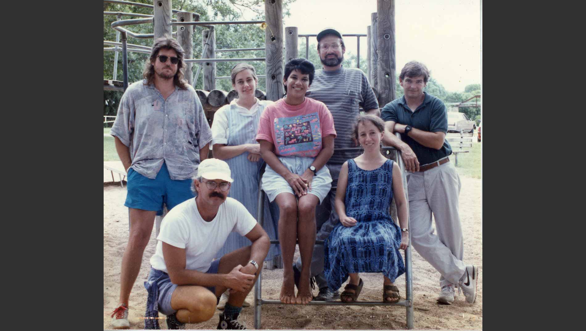 1980's TV team. Richard Roberts, Curtis Craven, Gwen Zucker, Lydia Saldaña, Mark Thurman, Katheryn Palmer, Lee Smith.