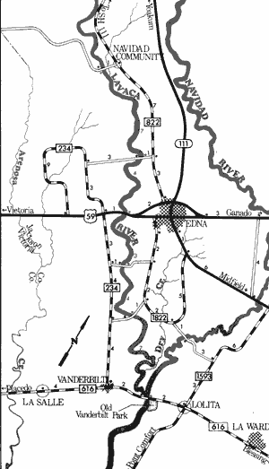 Map of Lavaca River from Navidad Community Crossing to Old Vanderbilt Park.