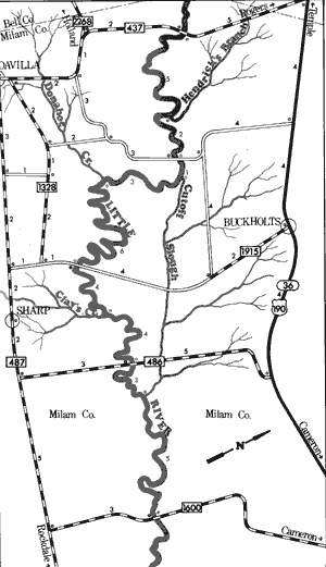 Map of Little River from Farm-to-Market 437 to Farm-to-Market 1600.