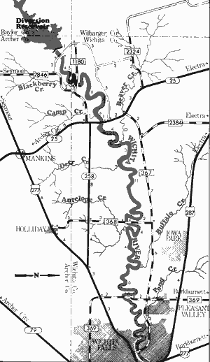 Map of Wichita River from Diversion to Farm-to-Market 369.