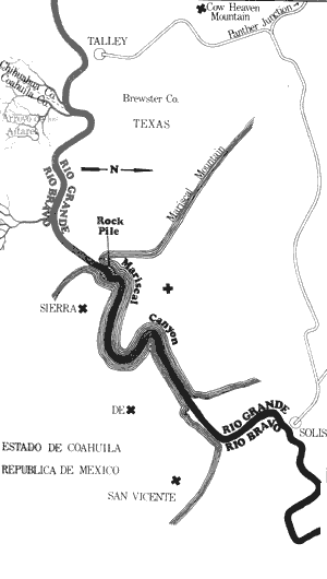 Map of Rio Grande River from Talley to Solis Including Mariscal Canyon.