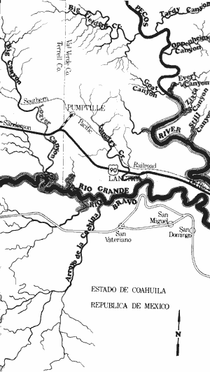 Map of Rio Grande River Lower Canyons, Continued.
