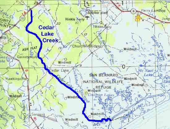 Map Location of Cedar Lake Creek