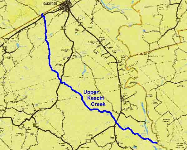 Map Location of Upper Keechi Creek