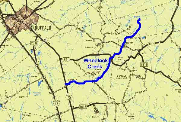 Map Location of Wheelock Creek
