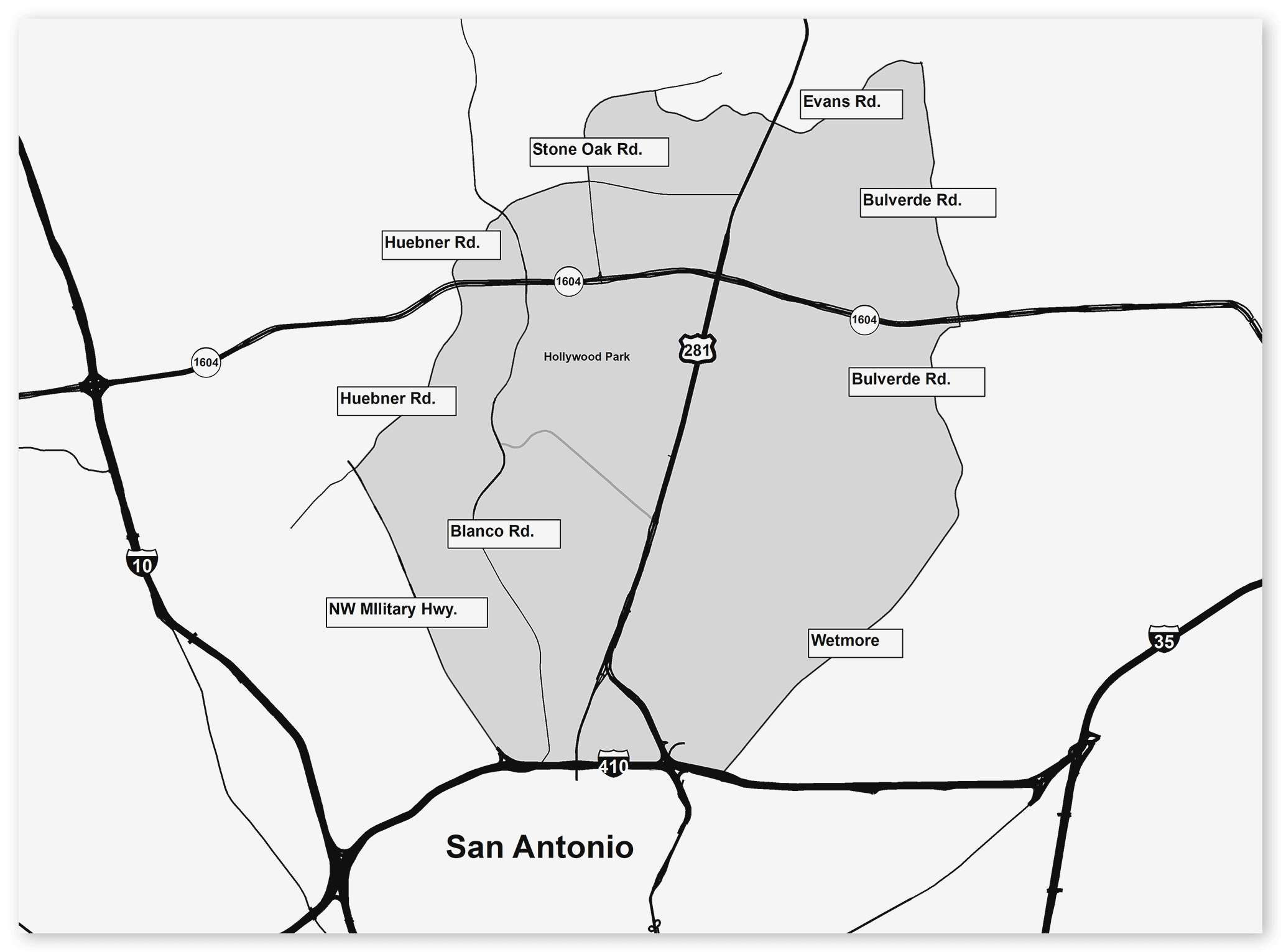 Map of Bexar County CWD Zone