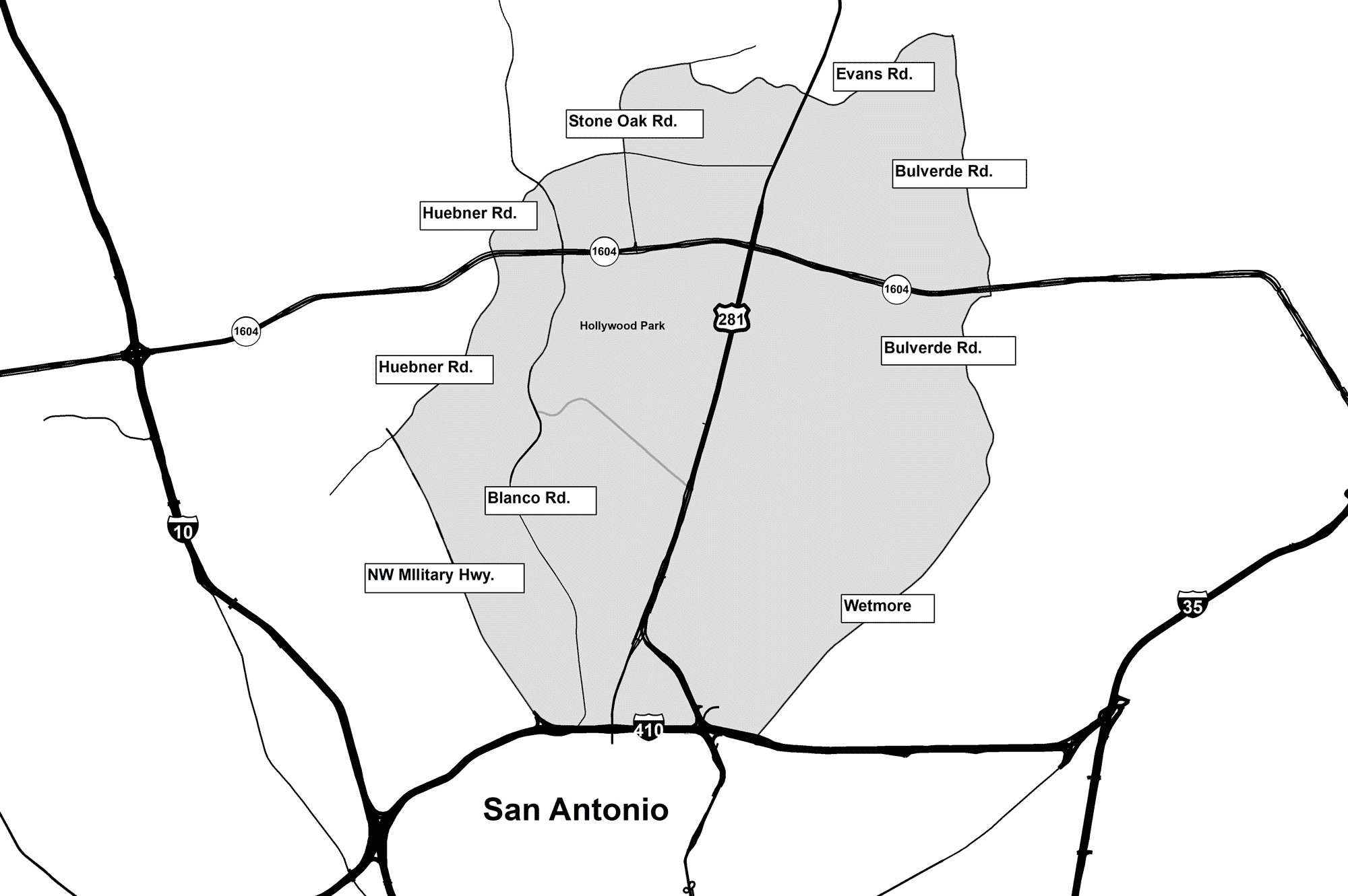 Map of Bexar County CWD Zone