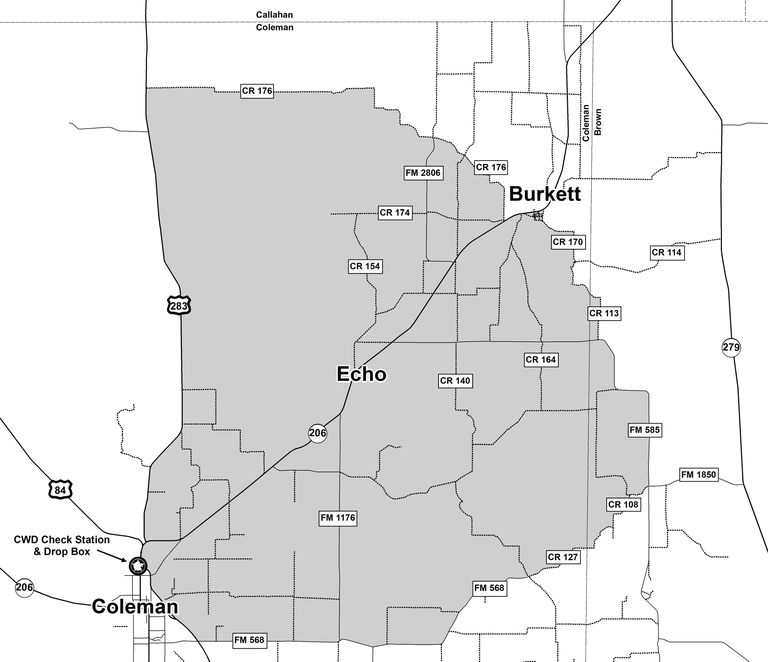 Map of Coleman County CWD Zone