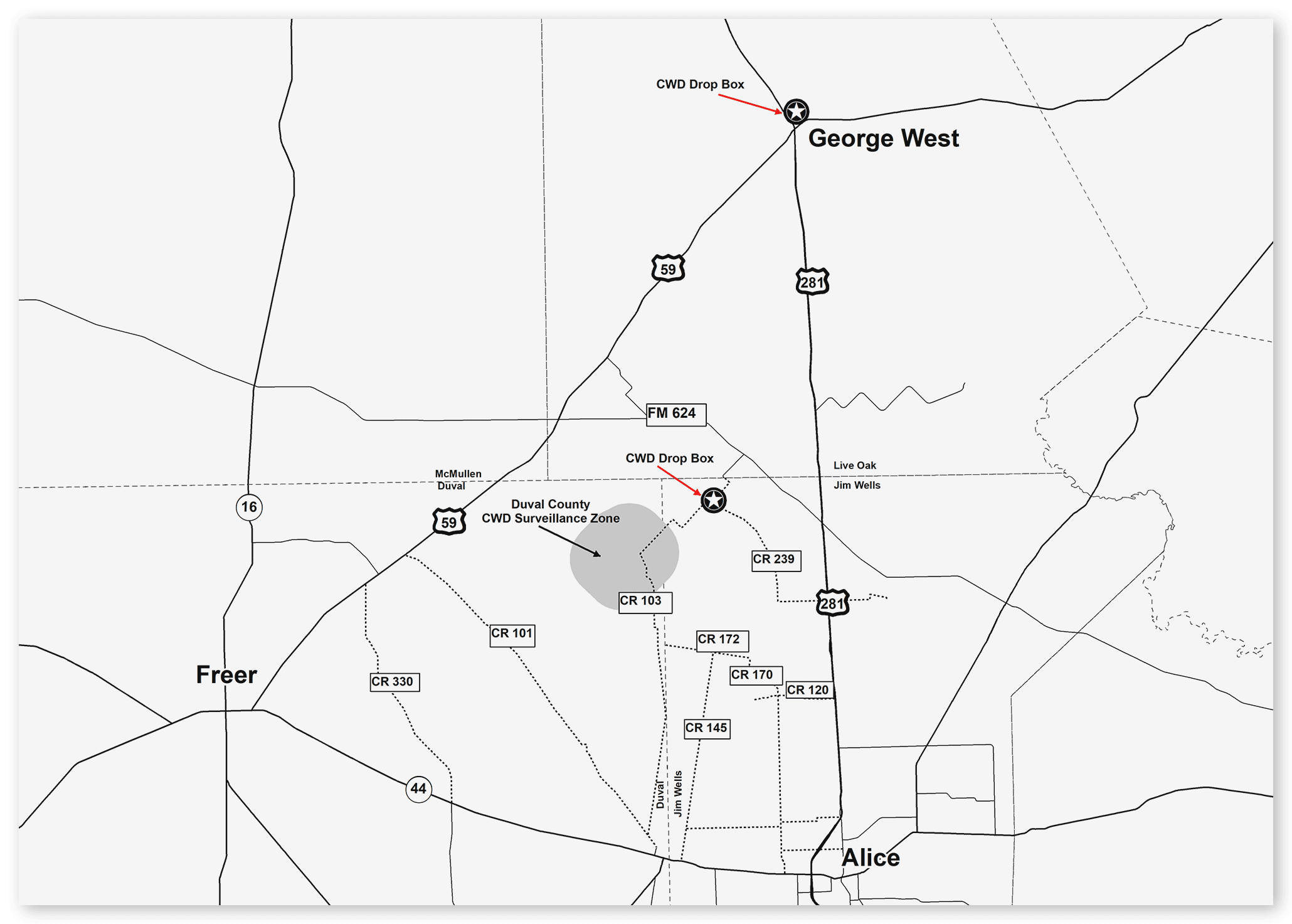 Map of Duval County CWD Zone