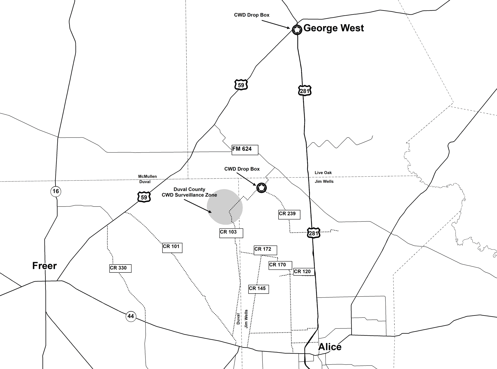 Map of Duval County CWD Zone