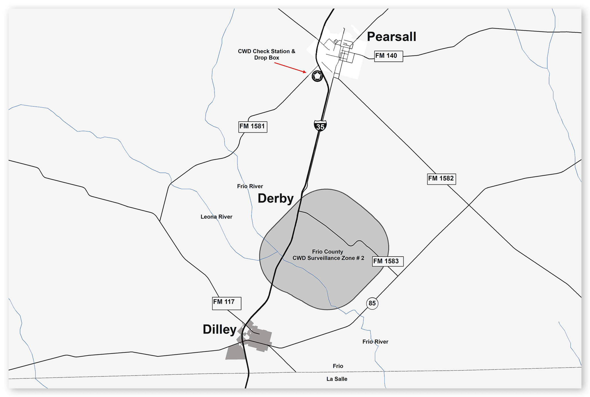 Frio and Zavala County Second Zone Map
