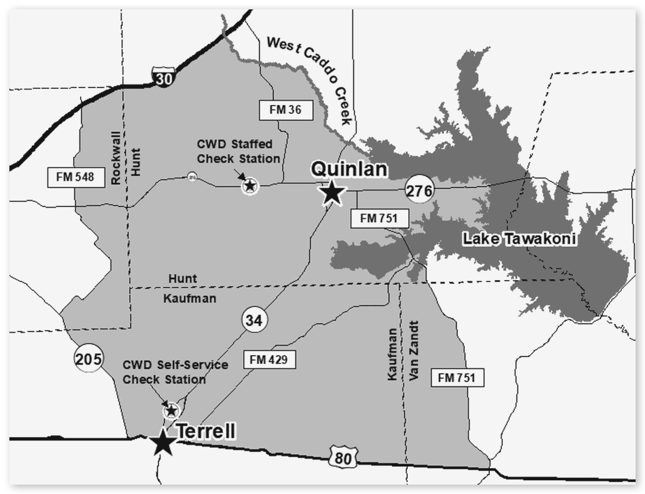 Map of Hunt County CWD Zone