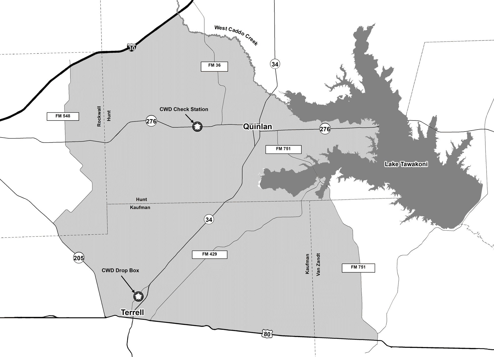 Map of Hunt County CWD Zone