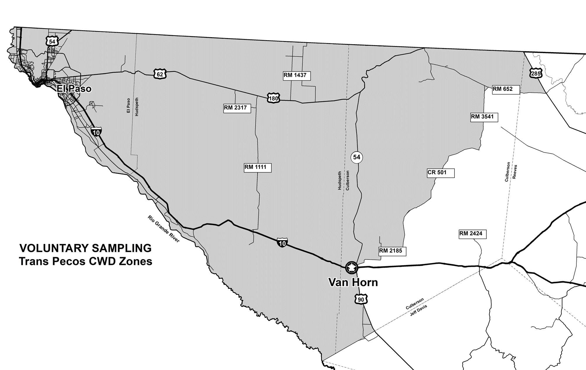 Mandatory CWD Sampling and Carcass Movement Restriction Zone in El Paso, Hudspeth, and parts of Culberson county