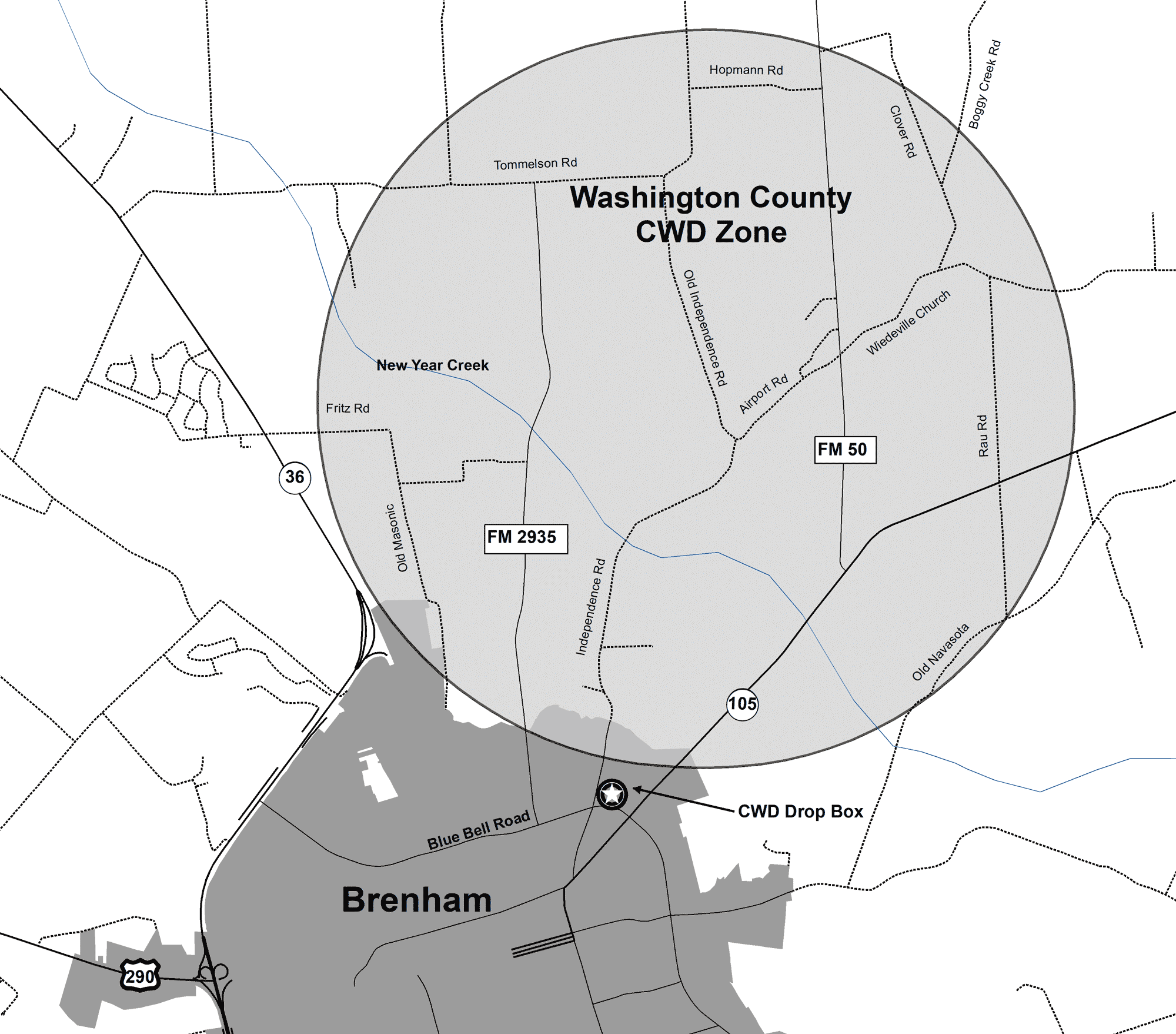 Map of Washington County CWD Zone