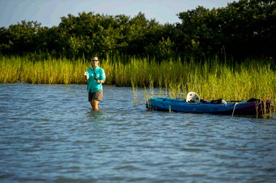 Wading angler