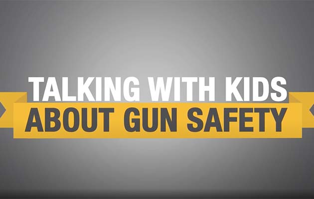 Parents talking with their kids about gun safety - video.