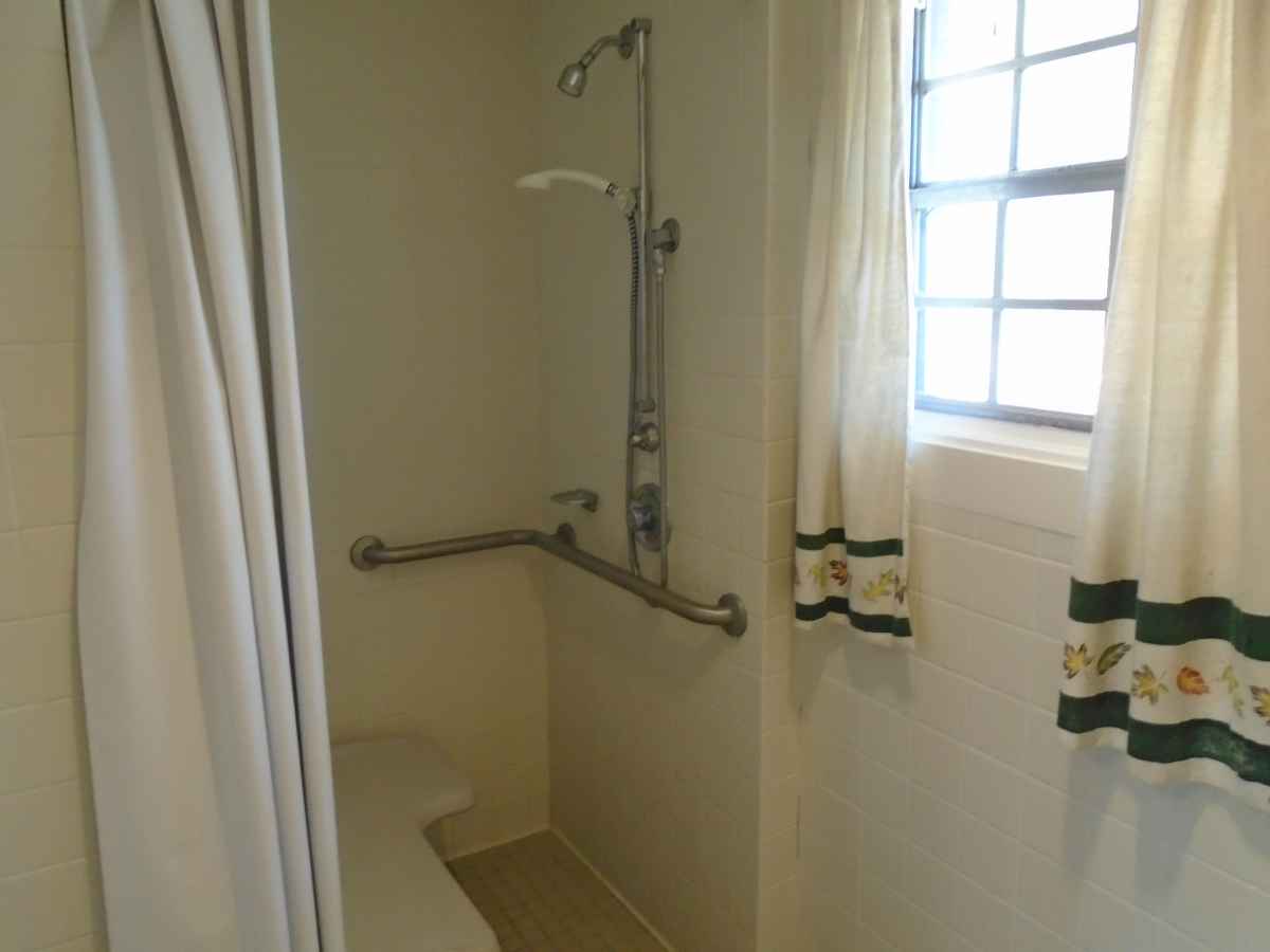 The accessible shower in Cabin 12.