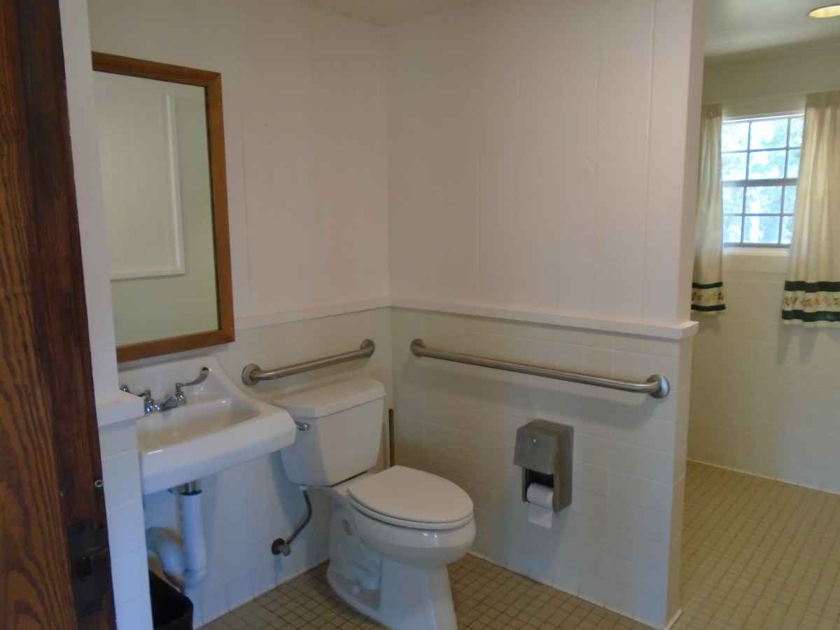 The bathroom in Cabin 12 is wheelchair friendly. 