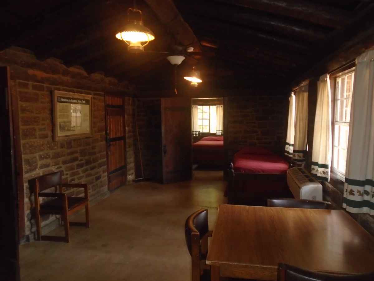 The living area of Cabin #4, looking away from the fireplace.  