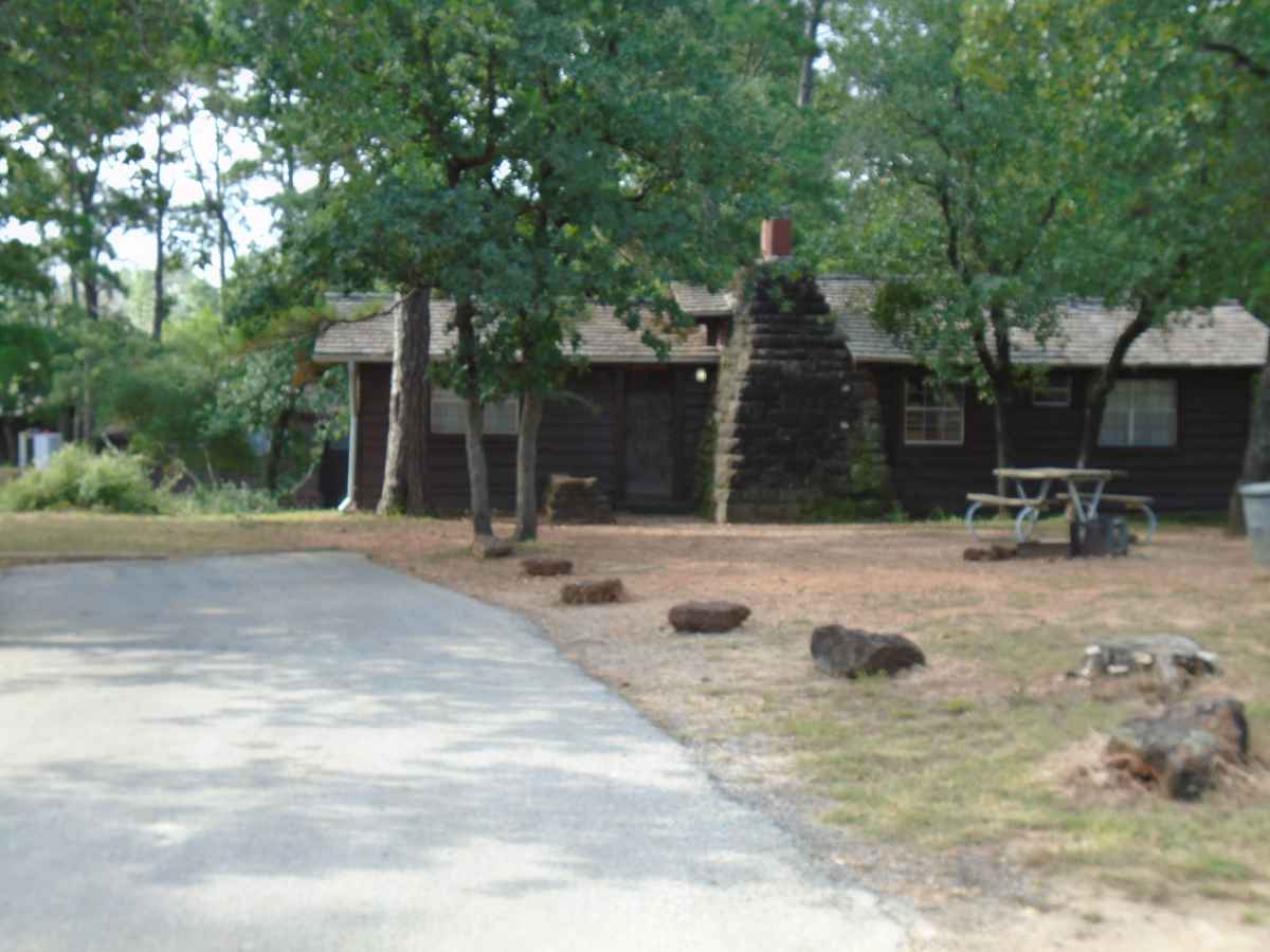 The parking area and front of Cabin 7. 