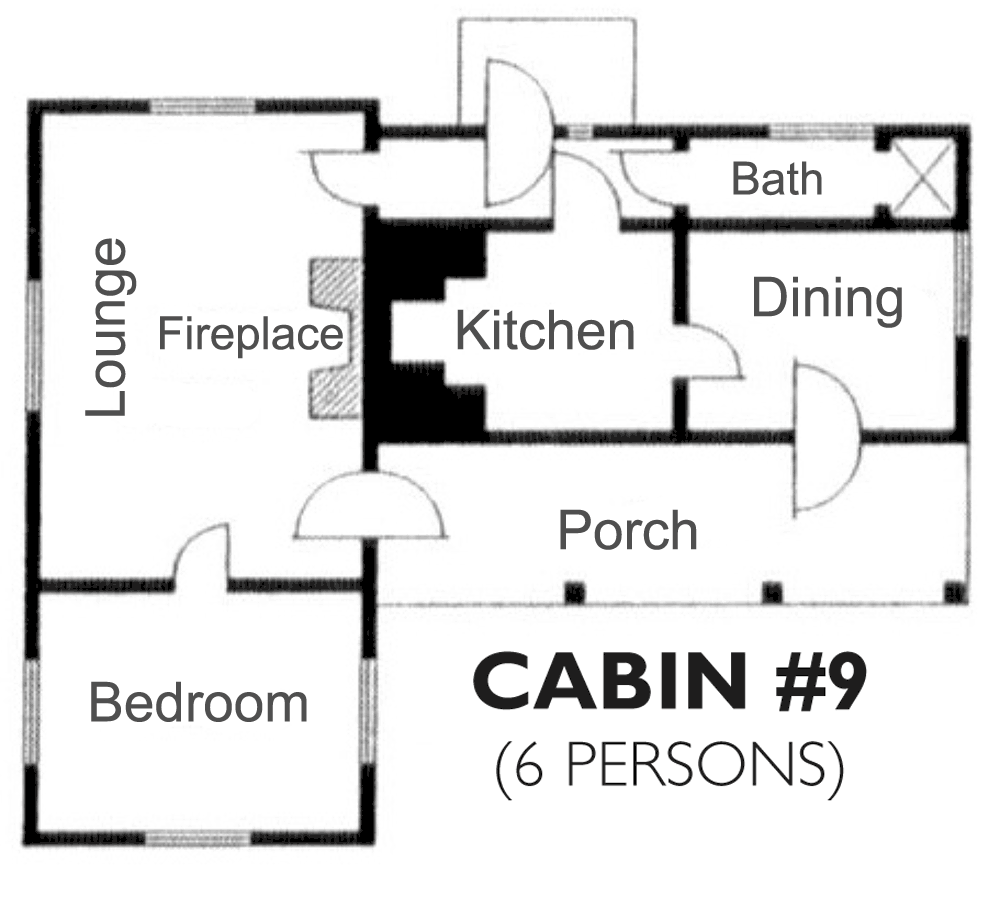 The floor plan for Cabin #9.