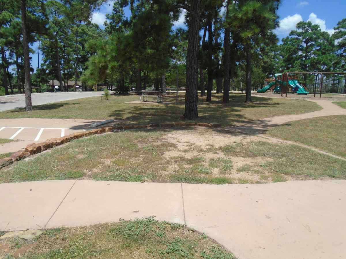 Accessible Campsite #27 is close to the bathrooms and has paved walkways designed for use with a wheelchair.  