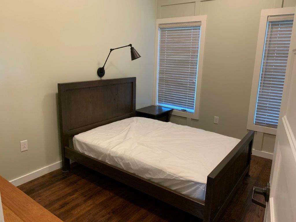 Dorm room with double bed