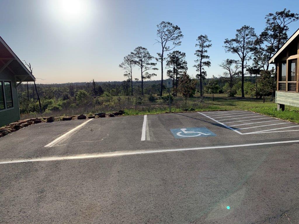 Accessible parking and paths to the dorms. 