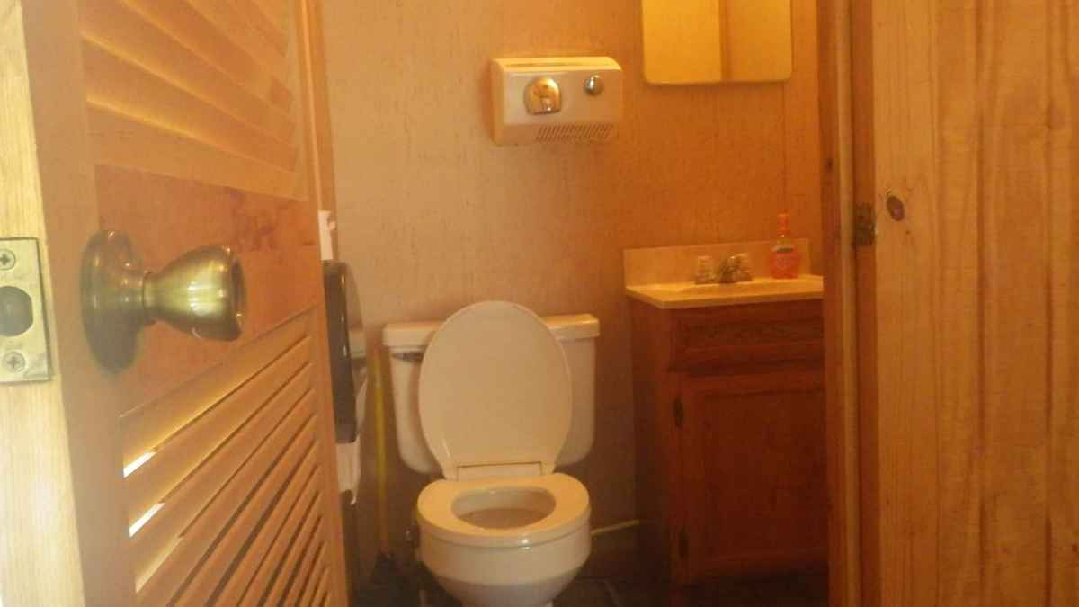 One of the restrooms in the Group Barracks. 