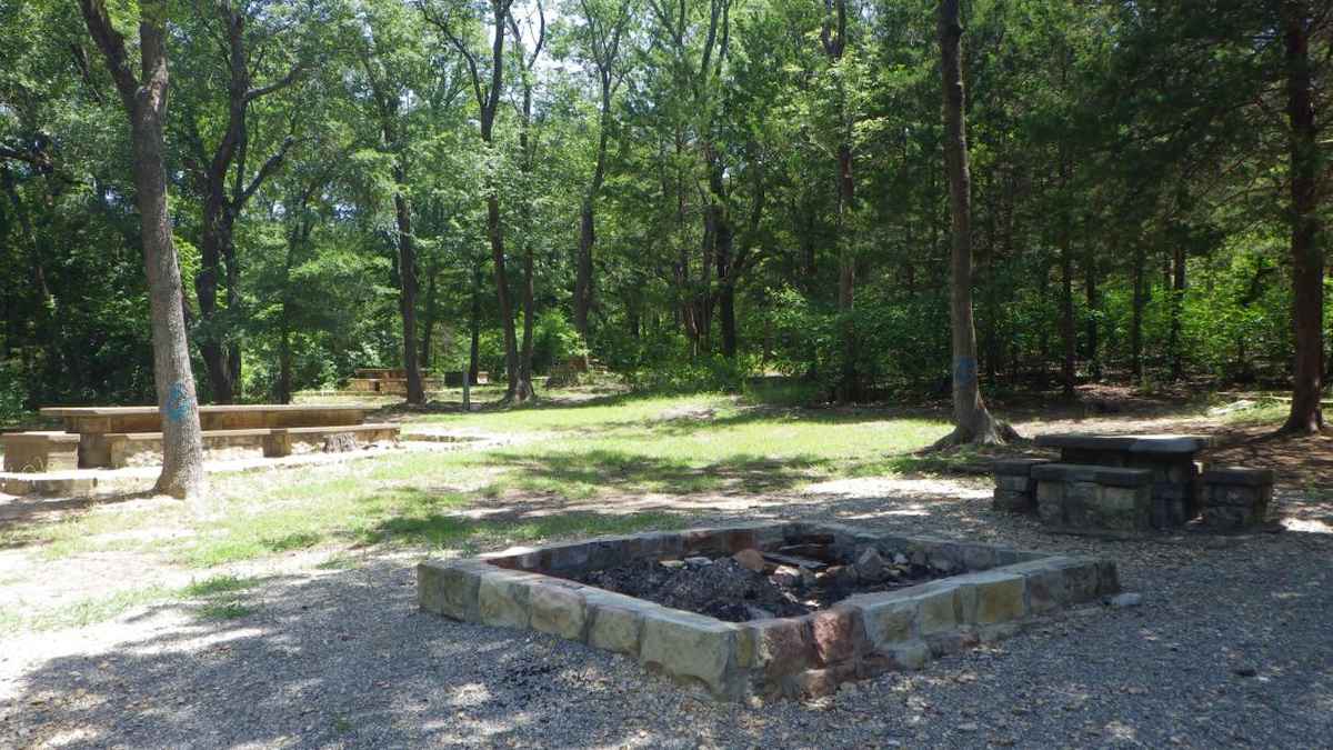 The group fire pit at the Group Camping Area.