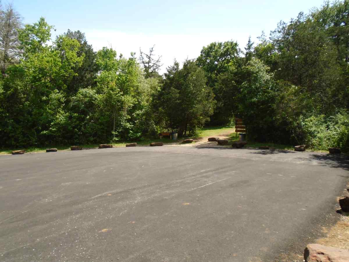 The parking area for Walk-in Campsites 61-65. 