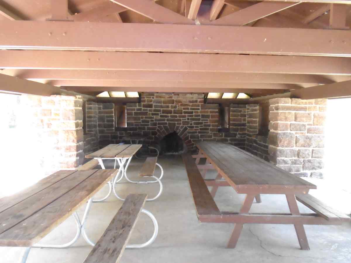 Inside the Group Picnic Pavilion. 