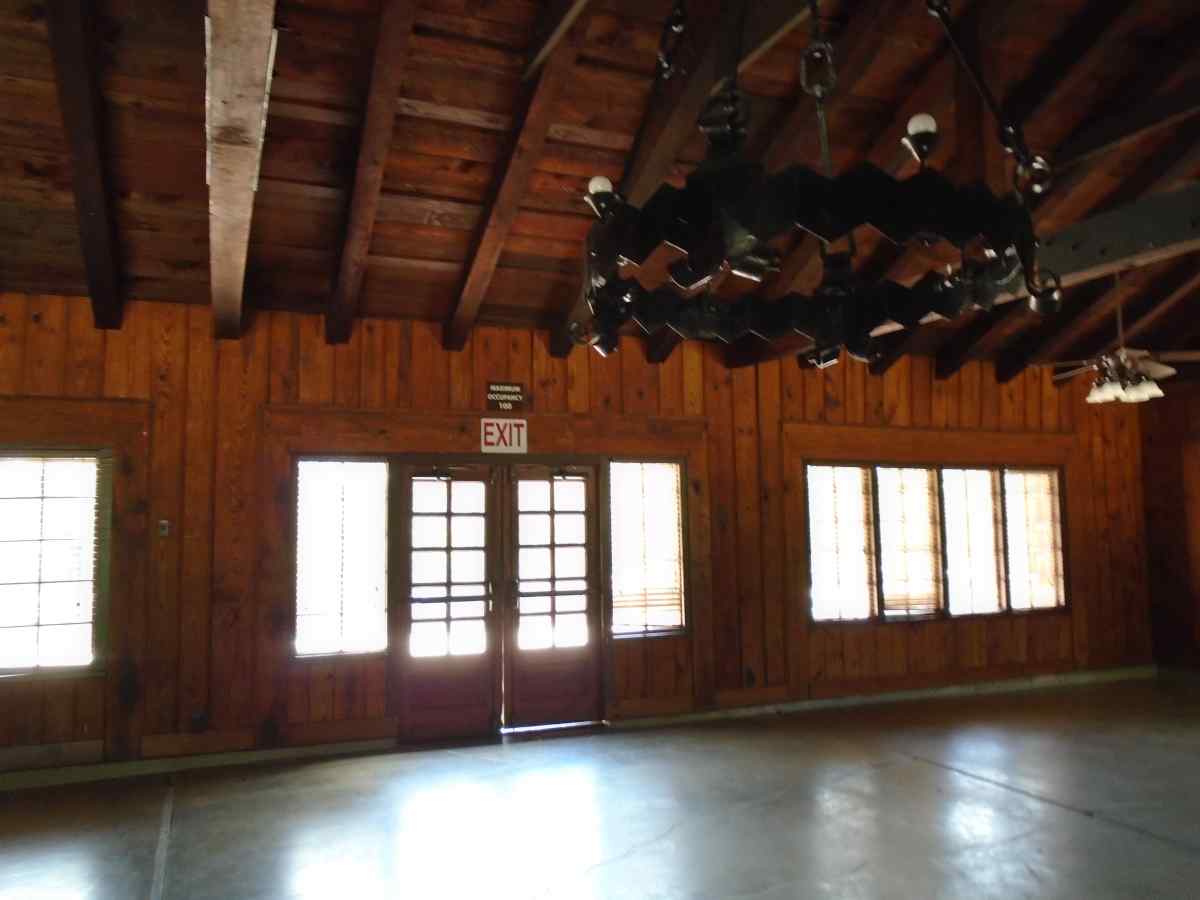 Inside the main room of the Recreation Hall. 
