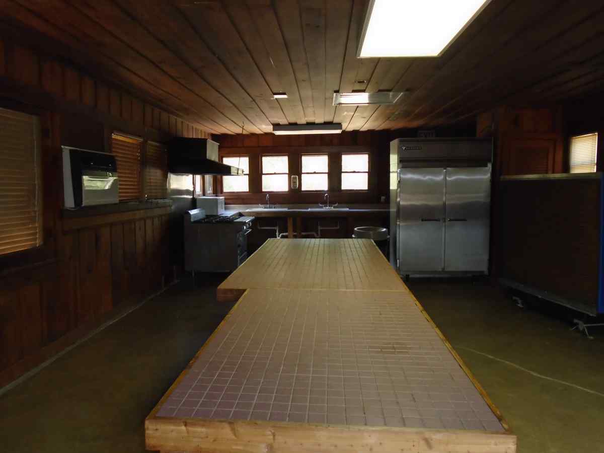 Inside the kitchen area of the Group Recreation Hall. 