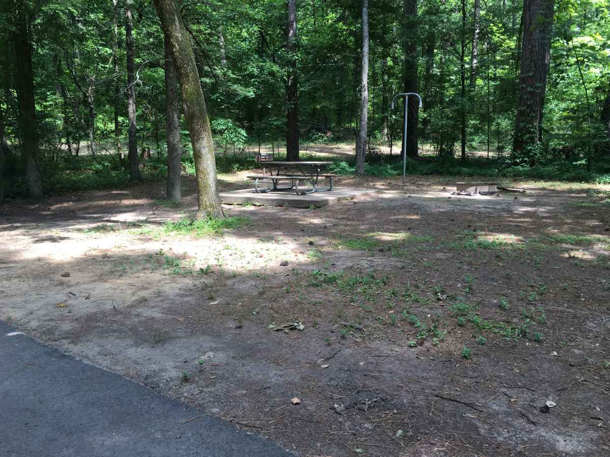 A view of the picnic table at full hookup campsite 23.