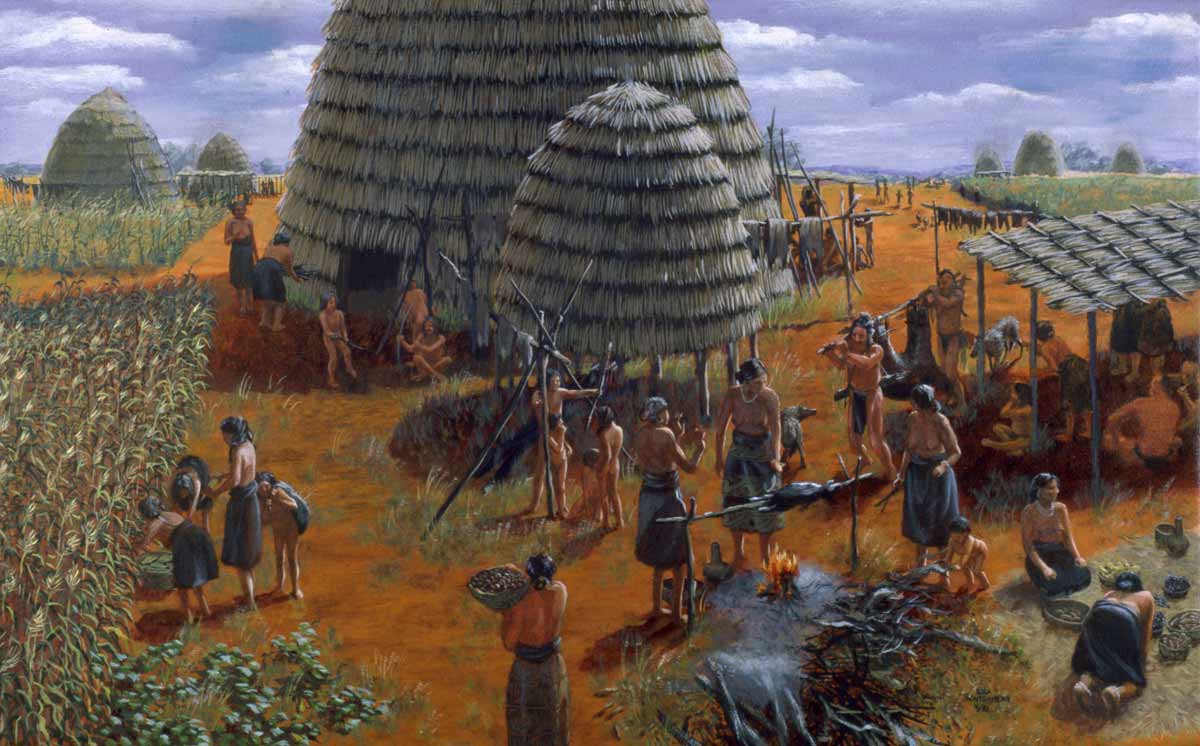 Caddoan Village Drawing