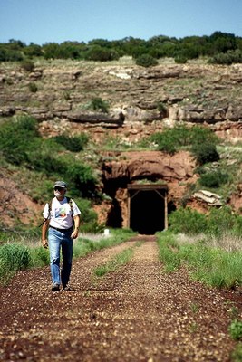 Hiker leaving Clarity Tunnel