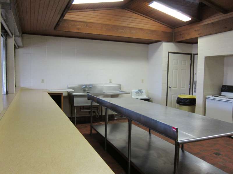 Inside the kitchen area.  