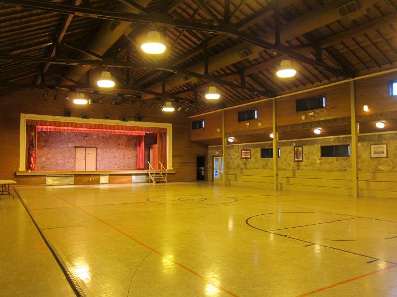 Inside the Gymnasium from the northeast entryway. 