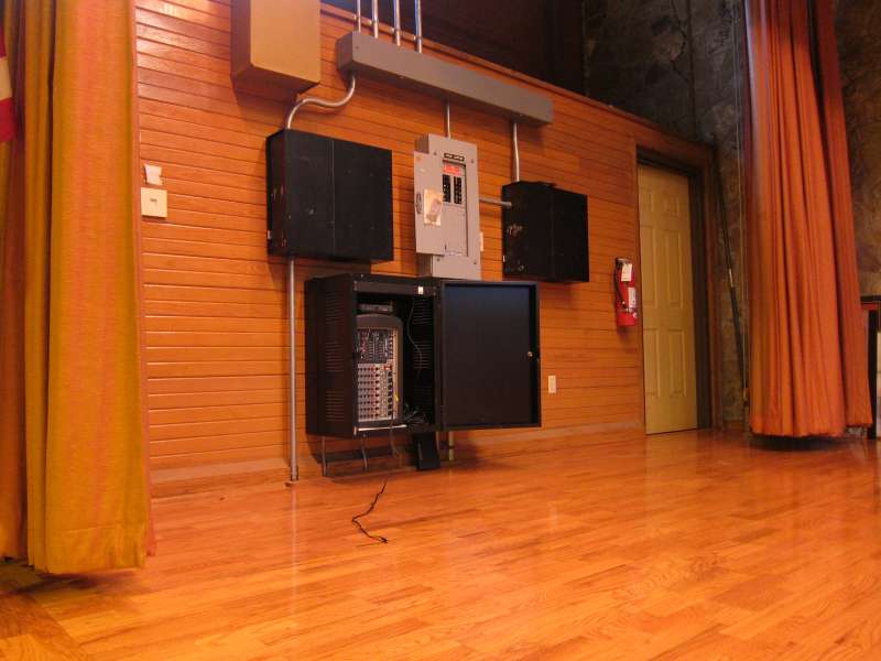 The sound system control (PA) in the Gymnasium.