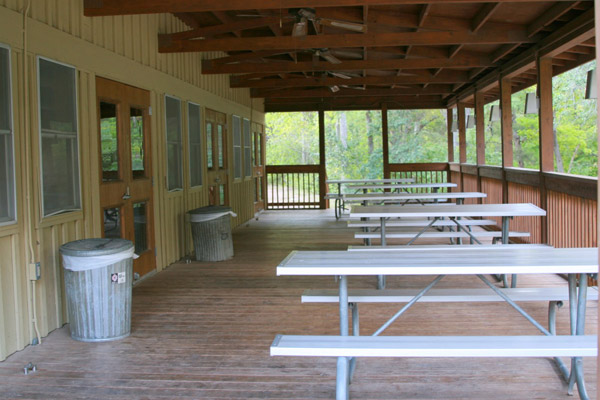 Covered deck behind the Dining Hall.