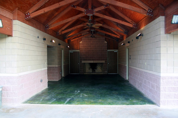 Group Barracks Breezeway and Fireplace