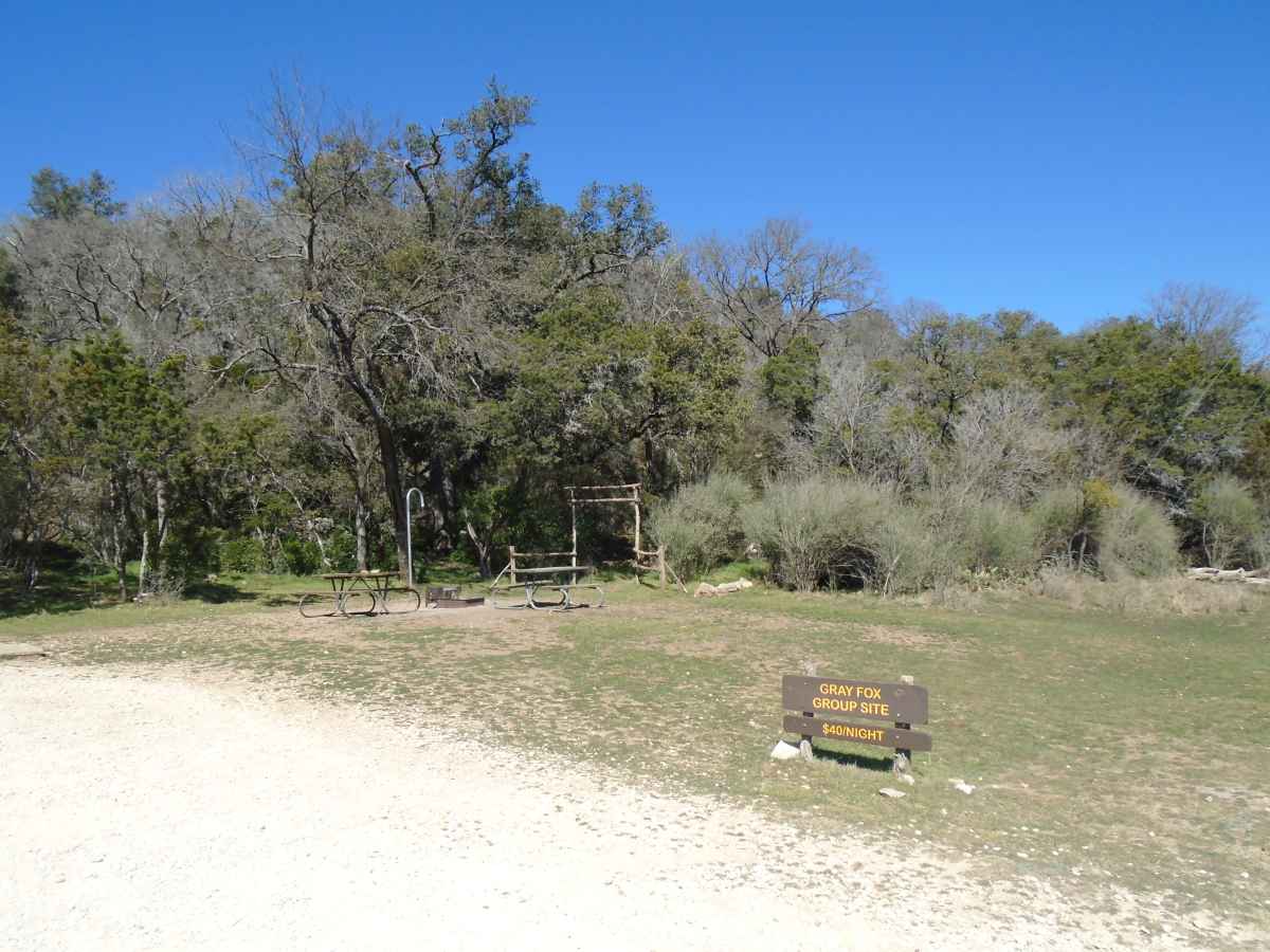 Parking for the Grey Fox Group Campsite.