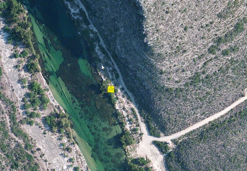 An aerial view of the Primitive (Paddle-in) campsite area.  