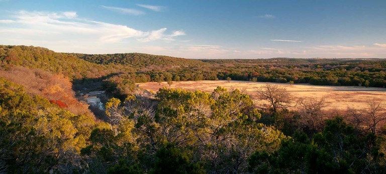 View of the valley with the river winding through.