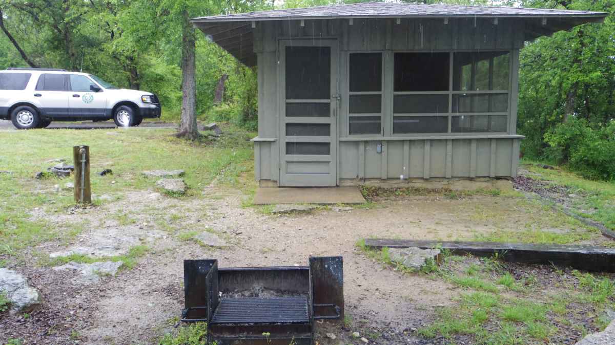 Outside looking at the front of Screened Shelter #28.