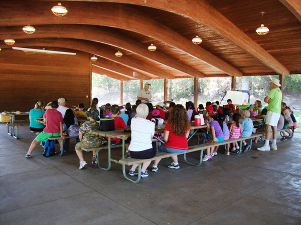 A group gathering at the Pavilion. 