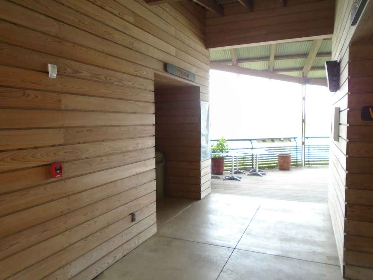 The restrooms outside the Ibis Meeting Room.