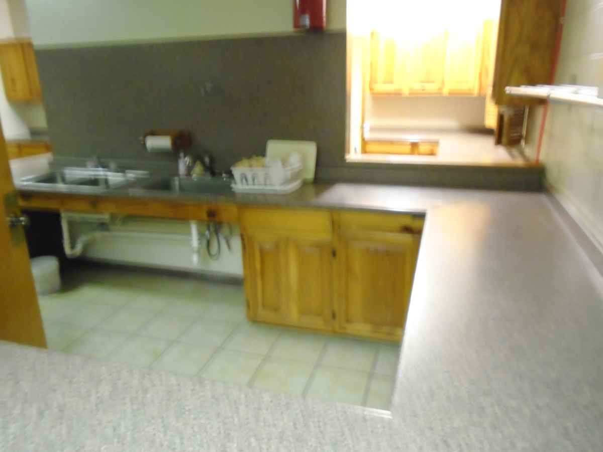 There is lots of counter space and prep area in the kitchen. 